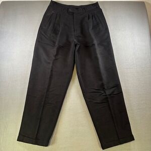 Conte di Milano Mens Black Pleated Cuffed Dress Pants Trousers 32x31